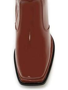 Wide Calf Plus Size Women's 70s Gogo Tall Knee High Square Toe Chunky Heel Retro Fashion Vintage Boots - 布朗專利 - 查看 6
