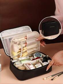 New Popular Large-Capacity Waterproof PU Leather Cosmetic Bag With Detachable Makeup Tool Storage Bag, Portable Toiletry Bag, Portable Travel Toiletries And Skin Care Product Storage Bag, Fashionable Multi-Functional High-End Travel Cosmetic Bag Large-Capacity Women's Cosmetic Bag, Suitable For Women, Wife, Mother, Aunt, Bridal Gifts, Holiday Gifts