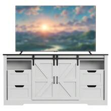 CuisinSmart Farmhouse TV Stand For Up To 70 Inch TVs,Entertainment Center With Sliding Barn Door,Modern Media Console With 4 Drawers,Wood TV Stands For Living Room - White - View 8