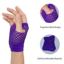 Fishnet Fingerless Gloves Mesh Arm Sleeves Fish Net Arm Sleeves EMO Gloves For Women In Theme Party Scene Accessories{"Size_name":"Short","Color_name":"#6-Purple(Short)"} - 多色20 - 查看 4