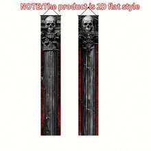 Halloween Door Banner 2 Pcs Set Skull Pattern Halloween Porch Sign For Front Door - Multicolor - View 4