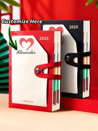 1pc Personalized Customized Daily Planner Notebook, 1 Page Per Day Calendar Diary, Time Management Efficiency Handbook, Thick Notepad, Loose-Leaf Notebook, Planner, Note Organizer, Adult Daily Log, Self-Discipline Check-In, Suitable For Efficient Schedule Arrangement And Planning, Business Meeting Notebook, Student Supplies, Household Items, Outdoor Recording And Sketching