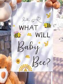 1 件 WHAT WILL BABY BEE 派对墙贴，婴儿洗礼派对背景拱门装饰贴纸 - 黃色 - 查看 3