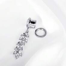 2PCS Elegant Wedding Ear Gauges Diamond Stainless Steel Ear Plugs Tunnels Ear Gauge Stretcher Fashion Rhinestone Tassel Dangle Earrings Body Piercing Jewelry Women