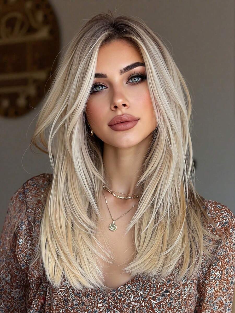 Tóc giả dài 16 inch, thẳng, có mái, màu ombre, phù hợp cho nữ, tóc giả tổng hợp, thích hợp cho các bạn gái mặc hàng ngày và dự tiệc, tóc dài xoăn chịu nhiệt.