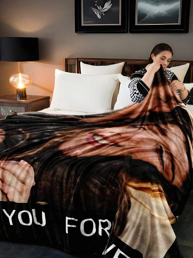 1pc Custom Printed Flannel Fleece Blanket, Personalized With Various Images And Photos, Suitable As Gifts For Girls, Boys, Adults, Valentine's Day, Lightweight, Soft And Comfortable, Fits Bed, Sofa, Camping, Travel - Warm Blanket For All Seasons Washable, Lightweight, Breathable, Durable Cozy, Comfortable, Warm, Soft, Simple Custom, Unique, Personalized - Multicolor - View 10