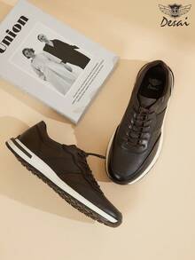 1 Pair Desai New Fashion Men Casual Shoes, Comfortable Breathable Sneakers, Flat Versatile Running Shoes, Business Casual Water-Resistant Leather Shoes