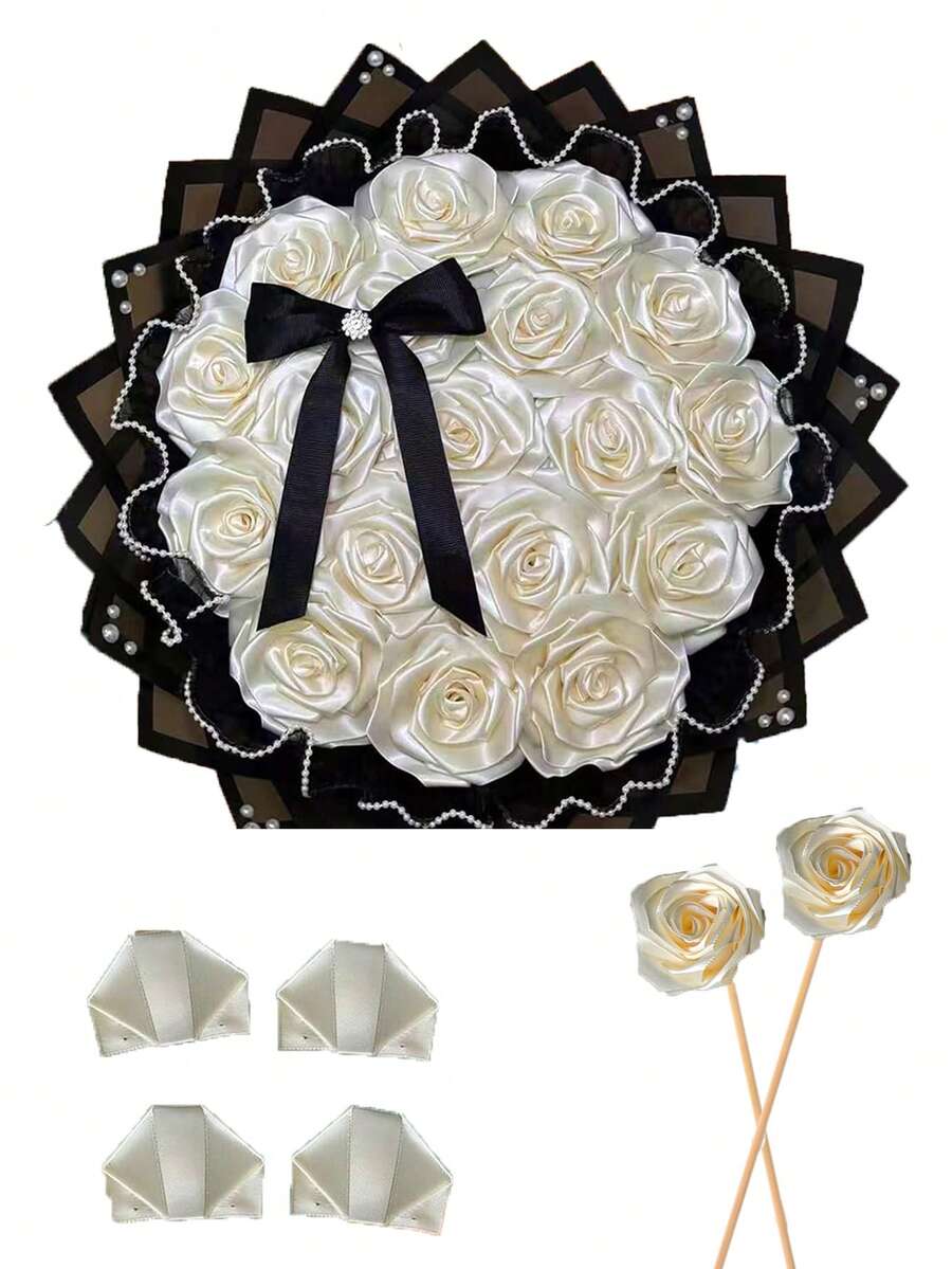 MEHELANY 225片预制缎面玫瑰花瓣套装，半成品，适用于制作永生玫瑰花束（需自行组装），可用作婚礼、周年纪念日、生日、情人节、母亲节、圣诞节等场合的礼物。