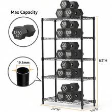 M MZG Heavy Duty Storage Shelving Utility Wire Shelving Unit, Steel Storage Rack For Warehouse Pantry Office Kitchen Pantry Organization, Laundry Room Utility Shelf & Bathroom Storage, Adjustable Black Metal Organizer - màu đen - Xem 10
