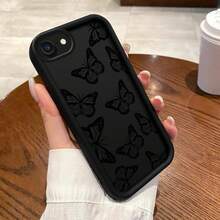 For IPhone SE (2022) Mobile Phone Case, Sky Eye Ladder Mobile Phone Case, Black Butterfly Funny Anti-Fouling Animation Leisure High Quality Ins Style Cute And Delicate Fresh Fun Girl Simple Niche Vitality Korean Japanese Cartoon Playful Versatile Air Cushion Popular Youth Light Fashionable Non-Slip Gift Durable Design Sense Unique New Creative No Collision Model Graffiti High-Looking Textured Shock-Absorbing  Cute Soft Personality Protection Well-Behaved Durable Elegant - 黑色 - 查看 10
