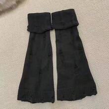 SherryDC Womens Y2k Knit Leg Warmers Harajuku Japanese Long Boot Socks Kawaii Lolita Winter Leg Cover{"Color_name":"900-Black"} - 多色2 - 查看 5