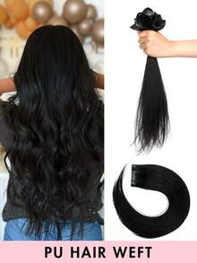 Seamless Invisible Tape-In Human Hair Extensions - No Glue, Natural Straight Hair, 12-20 Inches, Salon Quality