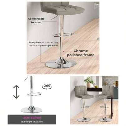2X Cuban Gas Lift Swivel Faux Leather Kitchen Adjustable Breakfast Bar Stools Barstools Chairs