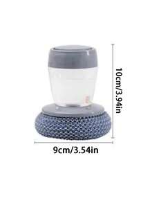 1 pièce Brosse automatique pour ajouter du liquide dans les plats, outil de nettoyage de type pression avec boule en fil d'acier, brosse de nettoyage pour évier de cuisine et plan de travail afin d'éliminer les taches d'huile sur les cuisinières de la maison