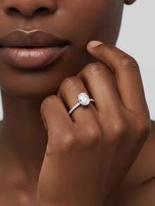 1pc Women's Wedding Ring, Minimalist Half-Set Ring, 2.1g 925 Sterling Silver, 2ct Moissanite, Boho Chic Palace Style, Engagement/Wedding/Anniversary/Valentine's Day Gift, With Moissanite Certificate And Elegant Gift Box