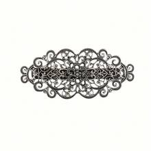 MIRA 1-Piece Women's Vintage Silver Metal Alloy Openwork Royal Style Hair Clip – Elegant Updo Hair Accessory For Daily Wear – Classic Baroque Hairpin For Her - Antique Silver - View 7