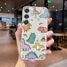 Cute Full-Screen Dinosaur Transparent Phone Case Compatible With Samsung S22 S23 S24 S25 Ultra/Edge/Plus/+ A12 A13 A14 A15 A23 A25 A35 A53 A54 A55 A73 NOTE 10/20 Apple  16 15 14 13 12 Pro Max 16 15 14Plus X/Xsmax Shockproof Protective Cover - 透明的 - 查看 7