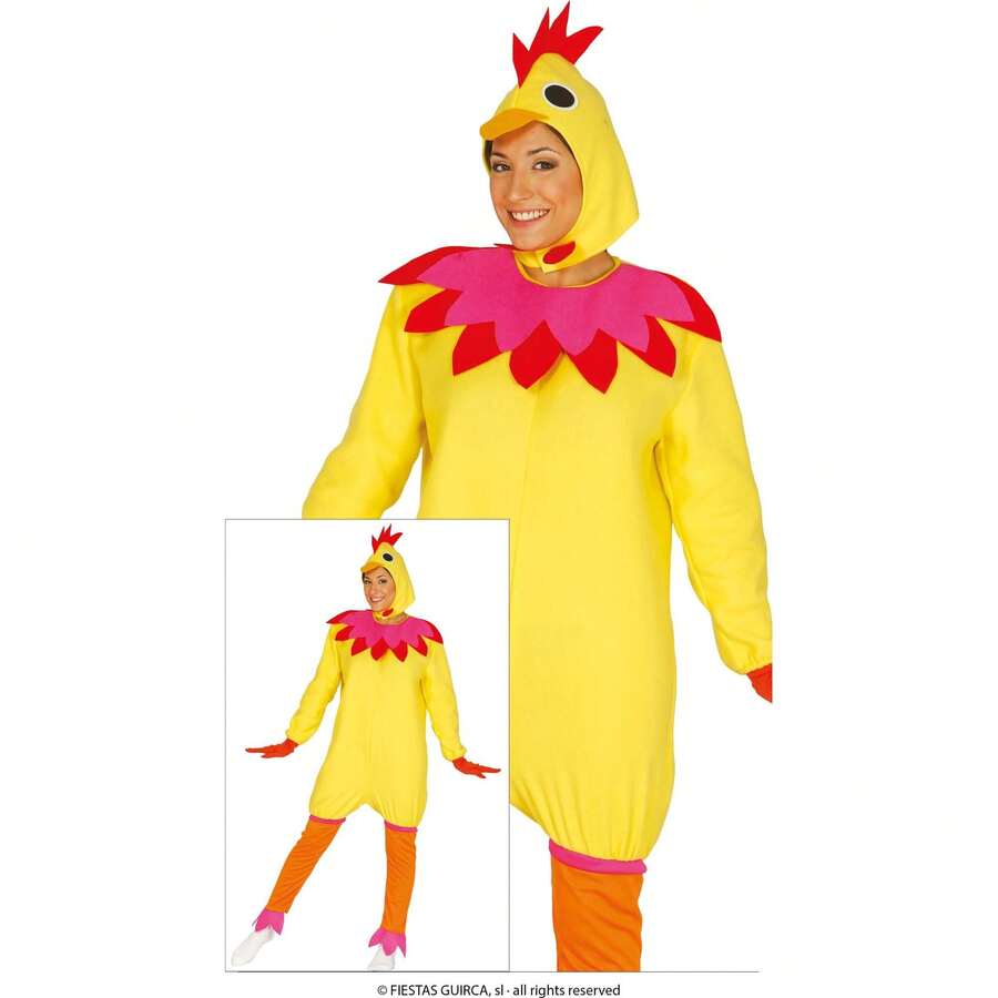 Fiestas Guirca 成人母雞服裝，有趣的紅色和黃色小雞服裝，適合主題派對、慶祝活動和兒童活動，非常適合學校和家庭慶祝活動的服裝、表演和娛樂 - 免費送貨✅ 24/48 小時送貨到西班牙（大陸） - 彩色 - 查看 1