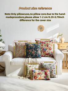 1/2 Pieces, Decorative Square Pillow, With Pastoral Flowers And Birds Style, Suitable For All Seasons, Available In A Variety Of Colors And Sizes, High-Density Colorful Jacquard Fabric Pillowcase, (Pillow Core Not Included), Zipper Closure, Suitable For Holiday Parties, Sofa Cushions To Match Beige Sofas,Sofa Pillows, Beds, Living Rooms, Offices, Car Cushions And As A Simple Soft Gift.