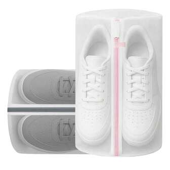 2 Packs Shoe Washing Machine Bag, Honeycomb Mesh Laundry Bag With Zipper For Sneakers, Running Shoes, Sock, Bras, Delicates And Toys