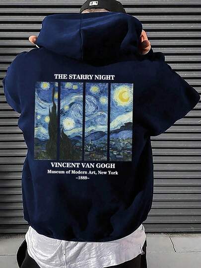  Zrgoth Men's Casual Streetwear Versatile Starry Sky Print Hoodie Sweatshirt