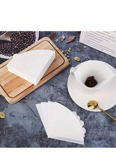 40 piezas Filtros de café, Filtros de papel de café con forma de V, Filtros de papel de café, Filtros desechables de café y té para café de goteo y de filtro