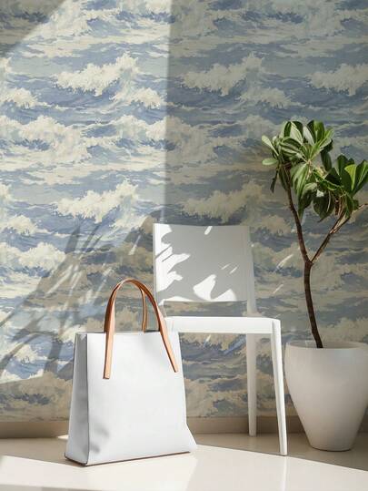 ihomeli Papel tapiz autoadhesivo y removible de 17.7 pulgadas x 9.8 pies con patrón de olas azules, textura de olas oceánicas sin costuras, decoración de pared impermeable, decoración del hogar, decoración de habitación