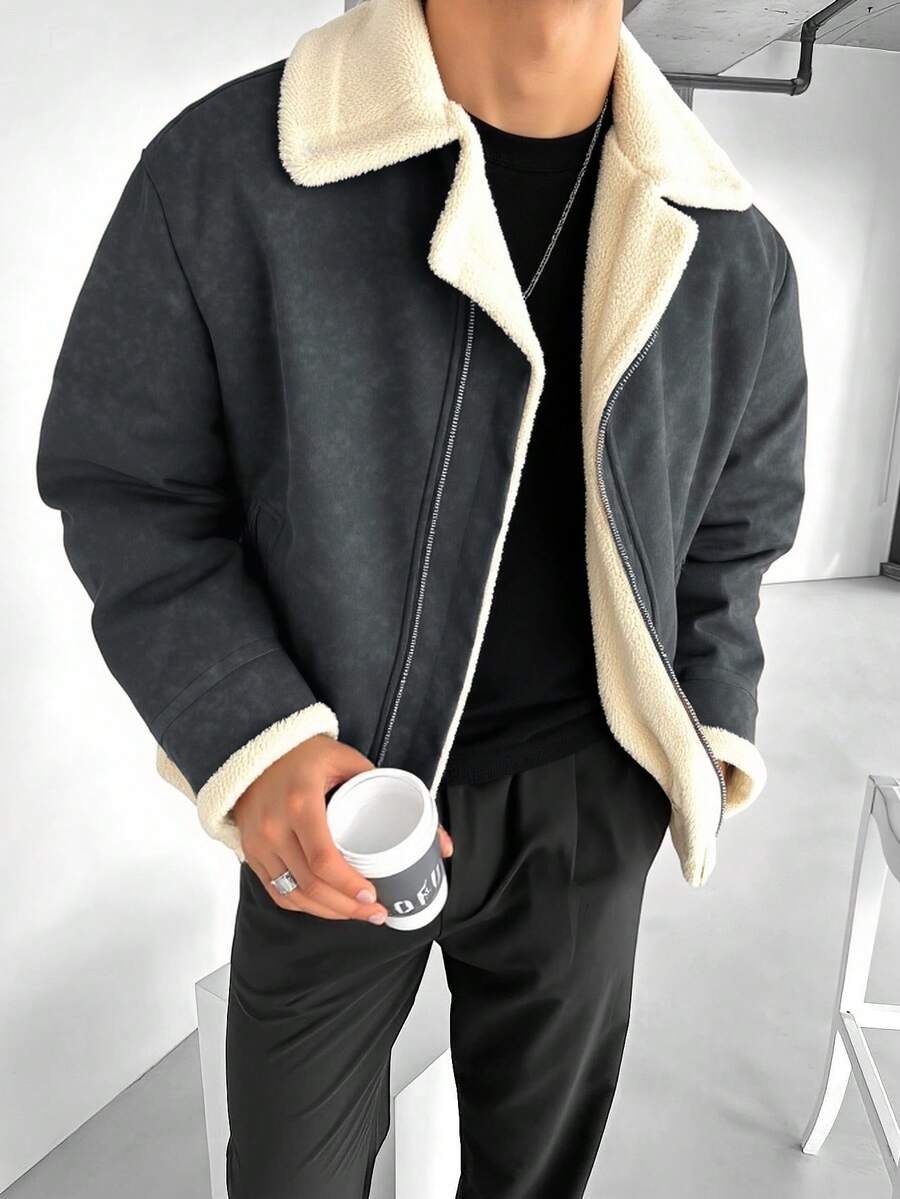 男士 Old Money 保暖内衬拉链长袖外套，秋冬款