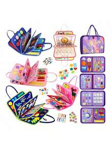 Tablero de actividades 12 en 1 - Juguetes sensoriales, promueven el desarrollo de habilidades motoras - Libro de actividades de aprendizaje con cremallera, hebilla, botón y cordón, adecuado para niños de 0+ años - Regalo de cumpleaños ideal para niños y niñas, colores de accesorios aleatorios - Multicolor - Ver 1