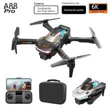 Dron Profesional A88 Pro 6K Ultra HD con Doble Cámara | Cuadricóptero Plegable con Posicionamiento Óptico y Modo de Altura Constante, Estabilización Anti-Vibración | Drone Fotográfico con Gran Autonomía, Regalo Ideal - A88 cámara única BK - Ver 7