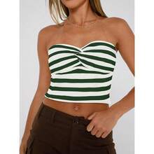 EFAN Womens Tube Tops Fall Fashion Summer Outfits 2025 Casual Beach Vacation Clothes Sweaters Strapless Sleeveless Tank Tops{"Size_name":"Medium","Color_name":"StripedGreen"} - Green - 查看 6