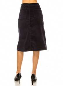 Women's Knee-Length Velvet ALine Skirt  Casual  Elegant - Màu xanh lam - Xem 4