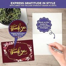 Decorably 24 Pack Gold-Foiled 6x4in Floral Assorted Thank You Cards With Envelopes And Stickers, 24 Unique Designs Gold Foil Thank You Cards, Blank Inside - Baby Shower, Birthday, Wedding24 Pack Gold-Foiled 6x4in Floral Assorted Thank You Cards With Envelopes And Stickers, 24 Unique Designs Gold Foil Thank You Cards, Blank Inside - Baby Shower, Birthday, Wedding - 1_ - 查看 4