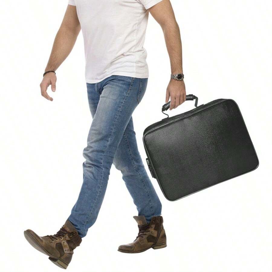 Documents Organiser A4 Expanding File Fireproof Important Document Bag/Box - Black - View 1