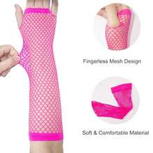 Fishnet Fingerless Gloves Mesh Arm Sleeves Fish Net Arm Sleeves EMO Gloves For Women In Theme Party Scene Accessories{"Size_name":"Long","Color_name":"#03-HotPink(Long)"} - Nhiều màu13 - Xem 3