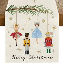 1 pezzo Simpatico Schiaccianoci Buon Natale Tovaglia, Decorazione natalizia invernale per cucina e tavolo da pranzo, Palla di Natale, Decorazione natalizia con fiocchi di neve dorati per feste in casa e all'aperto - Multicolore - Visualizzare 9