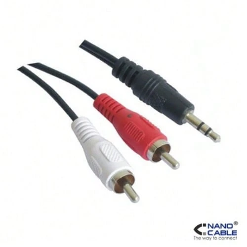 NanoCable 10.24.0301 - 立體聲音訊線轉 2 RCA,JACK 3.5/M-2xRCA/M,公對公,黑色,1.5 米 - 白色 - 查看 1