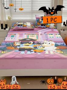 Bluey万圣节数码印花床单，Bluey床上用品，床垫保护套，床罩，床笠，秋季装饰，舒适家纺，透气防起球床垫保护套，柔软亲肤卡通图案床罩，装饰性