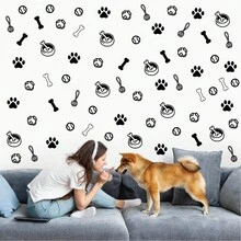 Dog Paw Wall Stickers, Home Room Decor DIY Waterproof Bedroom Children's Room Cross-Border Self-Adhesive Wall Decals