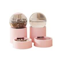 Small Pet Rabbit Fully Automatic Food And Water Dispenser With Storage Compartment, Large Capacity 0.8L, Dual-Purpose Automatic Feeder For Cats - Pink - View 9