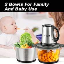 SPZTJK Food Chopper With 2 Bowl And 2 Blades, Helps Break Variety Of Foods, Meats, Salads, Nuts, Food Processor Electric, 8 Cup Meat Grinder, Mincer For Kitchen,, Meat Grinder, Electric Vegetable Chopper, Garlic Press-Crusher, Masher - 美規A型插(110-127V) - 查看 9