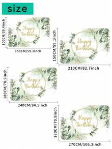 1 Stück Glücklicher Geburtstag Fotografie Hintergrund mit grünen Eukalyptusblättern und goldenem Kreis, Fotohintergrund 150 x 100 cm / 210 x 150 cm / 240 x 180 cm / 270 x 180 cm, Neugeborenen Party Banner für drinnen und Outdoor, Dekorationsmaterial