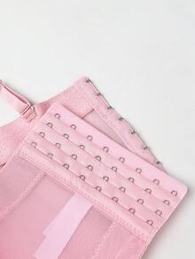 Yuwenier 纯色网纱 3D 花朵珍珠吊带露背塑身胸衣短款吊带背心，适合音乐节、婚礼季等场合，女士休闲粉色夏季穿搭 - 粉色 - 查看 8