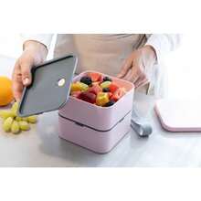 Cuisena RPET 2 Layer Square Bento Box Keeping Main Courses Separate From Sides Or Snacks LeakProof Storage Compact And Convenient For Packing Lunches For Work School Or Picnics Pink - Pink - View 5