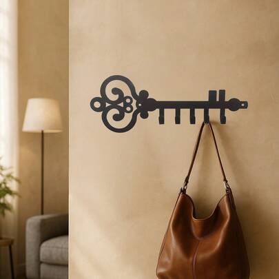 1 قطعة منظم مفاتيح معدني مثبت على الحائط، خطاف للمفاتيح، رف للقبعات والمناشف لديكور المنزل