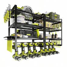 2PCS Power Tool Organizer, 4 Layers Heavy Duty Metal Wall Mount Cordless Drill Holder Garage Storage Rack For Warehouse Workshop Pegboard Father's Day Christmas Gift For Men