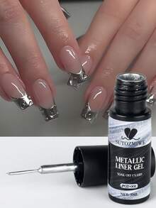 5ml 亮金属线凝胶指甲油金色银色美甲镀铬凝胶抛光镜面拉线涂鸦绘画条纹凝胶指甲饰物美甲用品内置刷子 DIY 美甲护理必需品