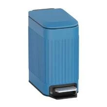 Slim Bathroom Trash Can With Lid Soft Close, 6 Liter/1.6 Gallon Stainless Steel Small Garbage Can With Removable Inner Bucket, Step Pedal, Slim Wastebasket For Toilet, Office, Bedroom, Blue - Navy Blue - View 1