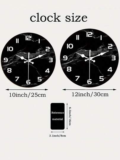 1pc Moderne Minimalist Zwart Marble Wand Klok Silent Non Ticking, Wooden Construction Bold Wit Numerals Battery Powered (No Included) Living Room, Office, Bedroom Elegante Home Interiors, Contemporary Premium Materials, ative Timepiece, Office Professionals view 6