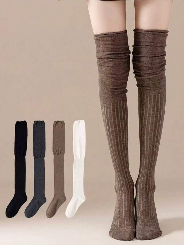 Women's Vintage Over-The-Knee Thigh High Socks, Suitable For Knee-High Boots/Flats, Create A Relaxed Vibe, Essential For Outings In Autumn/Winter